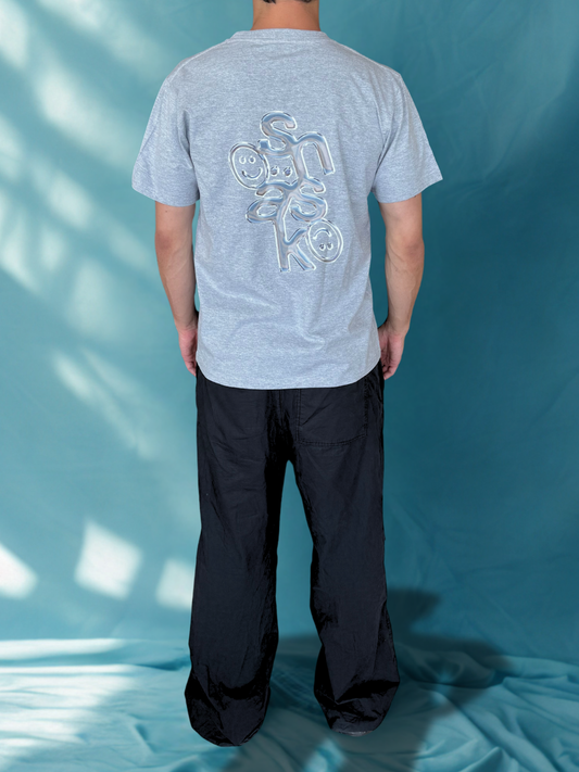 Krom “Chrome" Liquid Mercury Back Logo T-Shirt - Grey