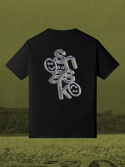 Krom “Chrome" Liquid Mercury Back Logo T-Shirt - Black