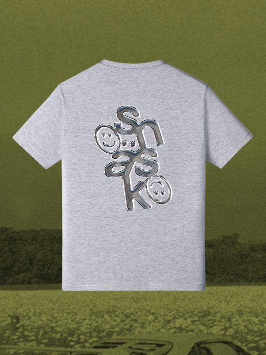 Krom “Chrome" Liquid Mercury Back Logo T-Shirt - Grey