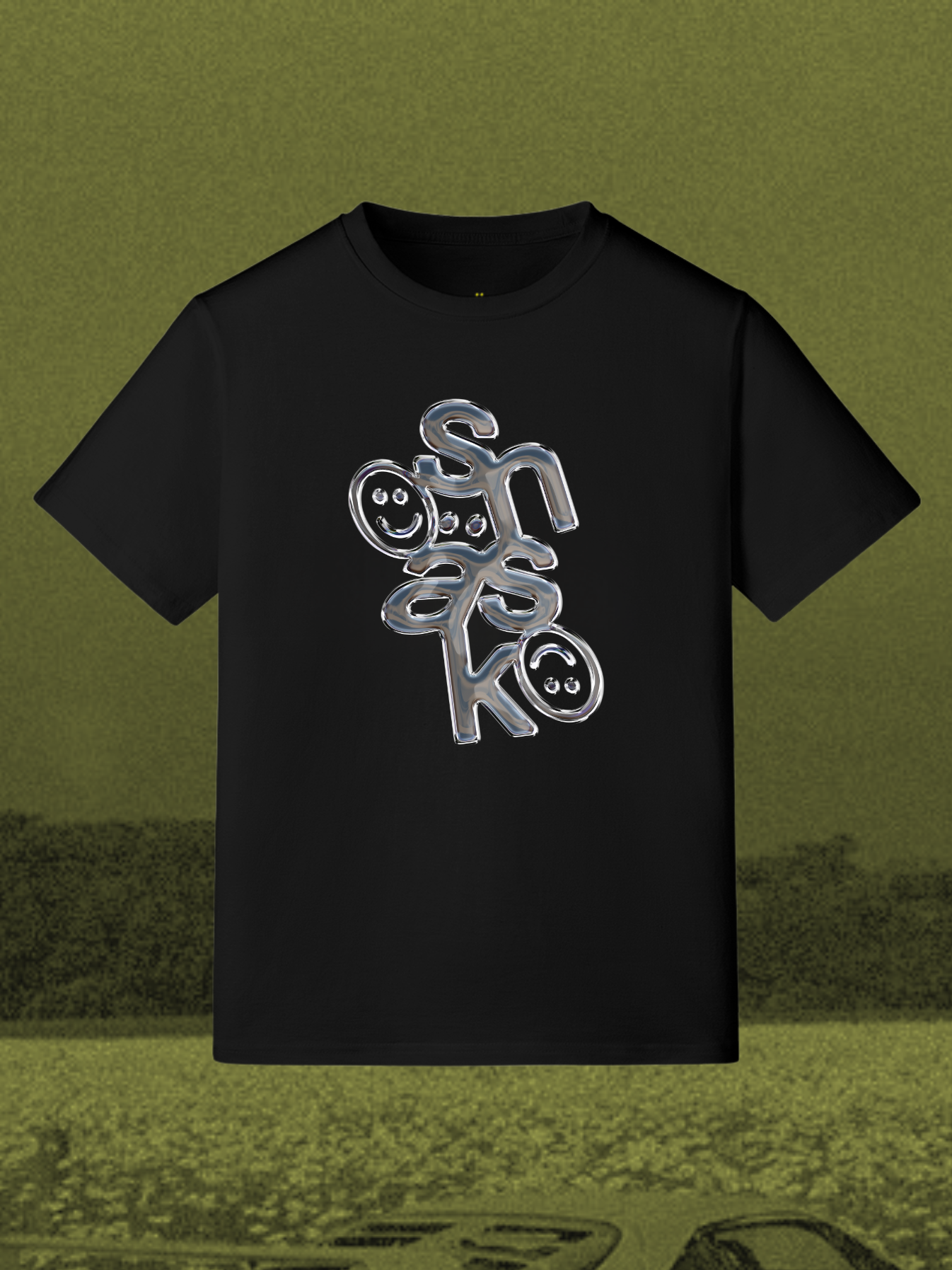 Krom “Chrome" Liquid Mercury Front Logo T-Shirt - Black